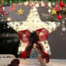 Hollow Snowflakes Iron Xmas Tree Ornament 3D Glitter Star Christmas Tree Topper Glowing Light Up Pa 5