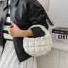 Elegant Purple Soft Nylon Mini Puffer Tote Bag Quilted Circle Phone Purse Simple Trend Handbag 8