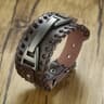 Stylish Genuine Leather Wristband For Men With Metal Charm Trendy Bangle Bracelet 7
