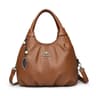 Soft Lychee Leather Hobo Handbag Stylish 3Layer Shoulder  Crossbody Tote Bag With Pearl Leaf Pendan 8