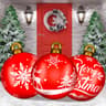 Red Merry Christmas Inflatable Ball Giant Christmas Inflatable Ball Decorations With Snowflakes 5
