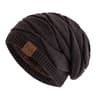 Warm Fleece Lined Beanie Cap Casual Unisex Slouchy Winter Hat Knitted Hat With Label Decor 8