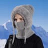 Women Winter Balaclava Hat Velvet Knitted Woolen Ear Protection Fluffy Mask Neck Integrated Warmth  8