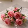 Rose Pink Peony Silk Bouquet Wedding  Home Decor Artificial Flower Arrangement 7