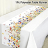 Watercolor Table Runner Polyester Floral Fairy Seashell Print Table Decoration for Dining Room Kitch