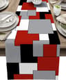 Modern Linen Table Runner Abstract Geometric Color Block Dining  Kitchen Decor 5