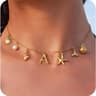 Ocean Initial Charm Necklace Waterproof Gold Plated Starfish Shell Pendant For Beach Lovers 0