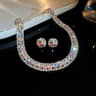 Elegant Geometric Jewelry Set For Women Square Earrings Set With Clavicle Chain Necklace 0