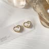 Vintage Heart Stud Earrings For Women Black  White Fashion Jewelry Gift 3