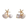 Ocean Pearl Starfish Stud Earrings Asymmetric Starfish Earrings With Shell  Rhinestone Accents 6
