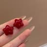 Vintage Heart Stud Earrings With Red Heart  Star Charm For Women 4