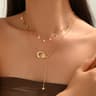 Layered Star Necklace  Sun Pendant Gold Choker Set For Women Dainty Adjustable Necklace 4