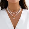 Elegant Layered Pearl Necklace Set Necklace With OT Buckle Faux Pearl Pendant 7