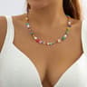 Vintage Pearl Necklace With Baroque Pearls  Floral Seed Beads Choker For Women 3