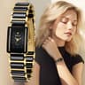 Fashion Luxury Rectangle Wristwatch For Men And Women Ceramic Quartz Watch Waterproof Black Gold Co 7