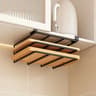 Under Cabinet Kitchen Organizer Rack With Paper Towel Holder And Hooks 5