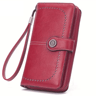 womens RFID zip leather clutch