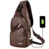 USB Charging Chest Bag For Men Lightweight PU Crossbody Sling Bag  Anti Theft Zipper Design  Phone  7