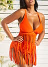 FringeGlow High Waisted Bikini Set With Tassel Detail And Push Up V Neck Top 6