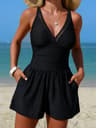 Tummy Control One Piece Swim Romper With Mesh Detail And Pockets 5