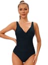 Confident Curve Plus Size One Piece Swimsuit With V Neck Cross Front 6