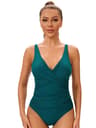 Confident Curve Plus Size One Piece Swimsuit With V Neck Cross Front 4