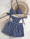 Mesh Tie Up Bikini Set With High Cut Bottoms 6