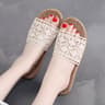 Elegant Lace Casual Slippers For Women Flat Hemp Home Designer Shoes For Ladies Spring  Summer Indo 6