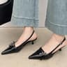 New Arrivals Pointed Toe Women Sandals Fashion Elastic Band Thin Mid Heels Red Black Silver Dress S 2
