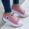 Pattern Womens Casual LaceUp Canvas Sneakers Flat Shoes 5