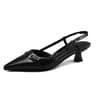 Patent Leather Slip On Pointed Toe Sandals New Summer Womens Dress Shoes Buckle Slingbacks Mid Heel 6