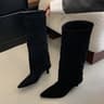 Sexy Women KneeHigh Boots Autumn Winter Street Style Pointed Toe Thin Low Heels Cowboy Ladies Long  6