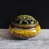 Ceramic Ice Crack Coil Incense Burner Copper Cover Aroma Diffuser Plate Colorful Antique Alloy Home 13