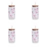Glass Bow Printed Cup Glass Cup With Lid And Straw Exquisite HighEnd Bow Glass Cup For Home Decorat