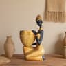 African Girl Sculpture Vintage Collectible Home And Office Decorative Craft Desk Decor Holding A Pl 5