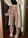 Fashion Warm Plush Pants Cashmere Thick Plaid Ladies Winter Casual Loose Widelegged Pants For Stree 6