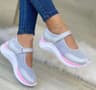 Round Head Knitted Womens Sneakers Thick Sole Single Shoes Casual Grid Shoes Large Size Comfortable 6