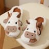Winter Home Slippers For Couples Warm Plush Cartoon Cow AntiSlip Cotton Slipper For Men And Women C 2