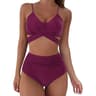 Women Slim Bikini Sets High Waisted Sexy Swimwear 2 Pieces 2025 SolidFloral Ruched Brazilian Swimsu 4