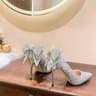 Shiny Bowknot Thin Heels Pumps For Women SlipOn Bling Crystal Party Shoes Sexy Pointed Toe Glitter  2