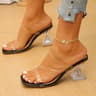 Transparent Heels Slippers Women Summer Slip On High Heeled Party Shoes Sexy Open Toe Square Toe Sh 6