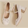 Red Mary Jane Women Pumps Thick High Heels Shoes Lolita Square Toe Leather Party Shoes 6