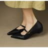 Retro Style Thick Heel Women Mary Jane Shoes Fashion Shallow Pointed Toe Comfort Office Pumps 9