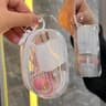Plush Doll Earphone Case Transparent Protector Bag With Keychain For Display 6