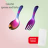 Portable Stainless Steel Childrens Tableware Set Spoon Fork Combo For Outdoor Dining 7
