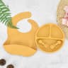 Retro Kids Plate Smile Face Baby Tableware Set Baby Safe Silicone Dining Plate Solid Cute Cartoon C 23