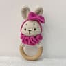 Long Ear Bunny Baby Rattler Safety Wooden Teether Mobile Crib Bell Teething Toy 7