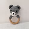 Long Ear Bunny Baby Rattler Safety Wooden Teether Mobile Crib Bell Teething Toy 8