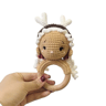 Long Ear Bunny Baby Rattler Safety Wooden Teether Mobile Crib Bell Teething Toy 18