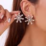 Pearl Zircon Stud Earrings For Women Exquisite Christmas Snowflake Jewelry Crystal Dangle Piercing  7